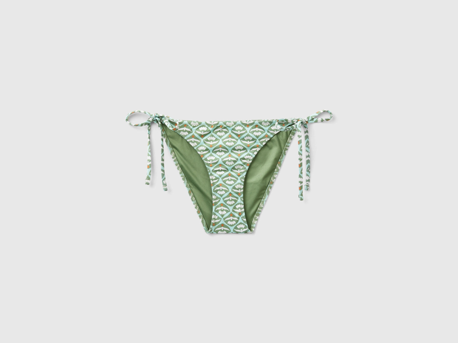 Slip mare con laccetti e stampa fiori da donna verde militare | Benetton Outlet