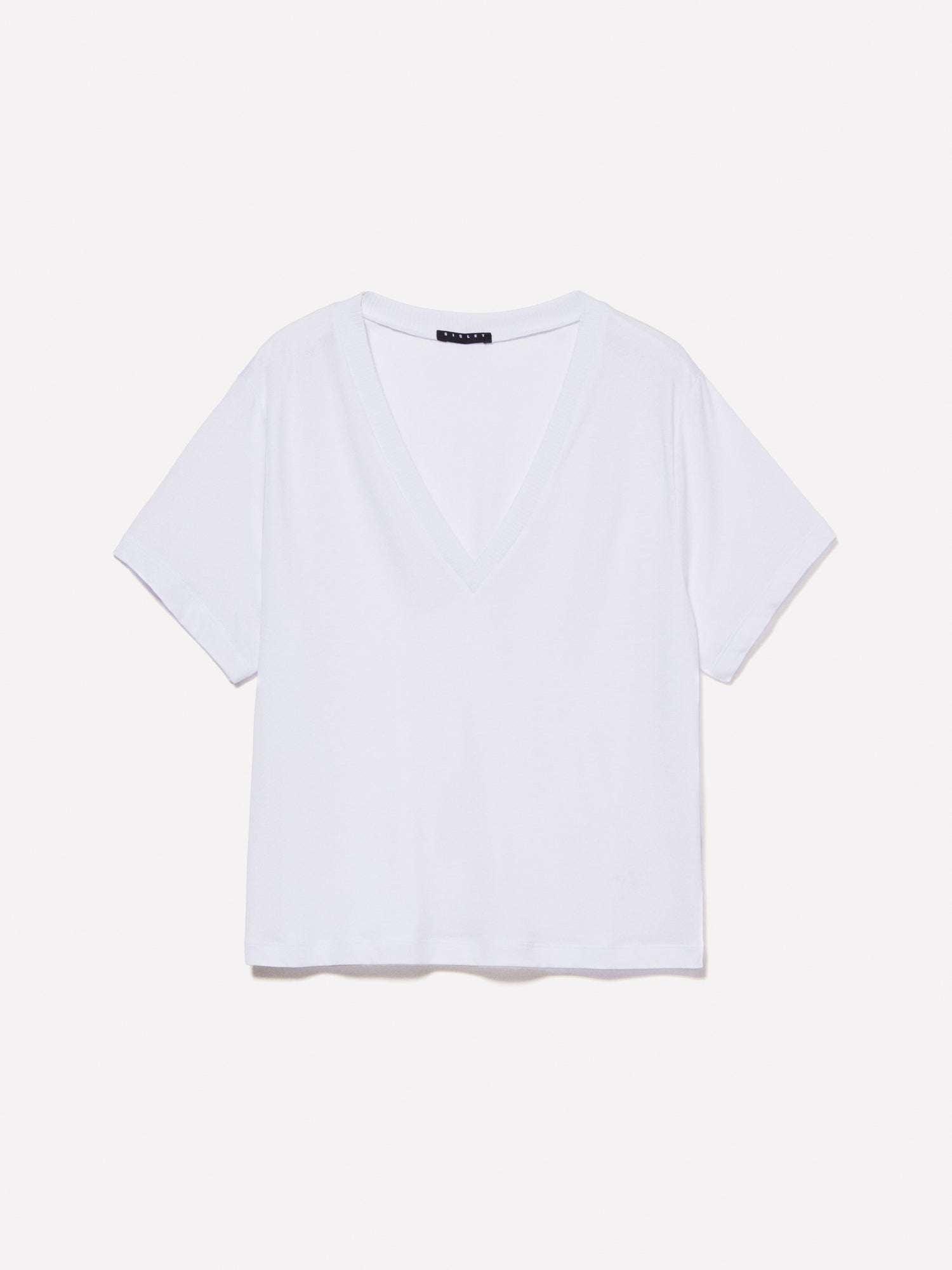 T-shirt con scollo a V da donna bianco | Sisley Outlet