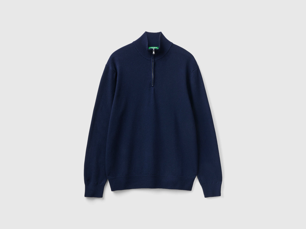 Maglia zippata in 100% lana Merino