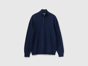 Maglia zippata in 100% lana Merino