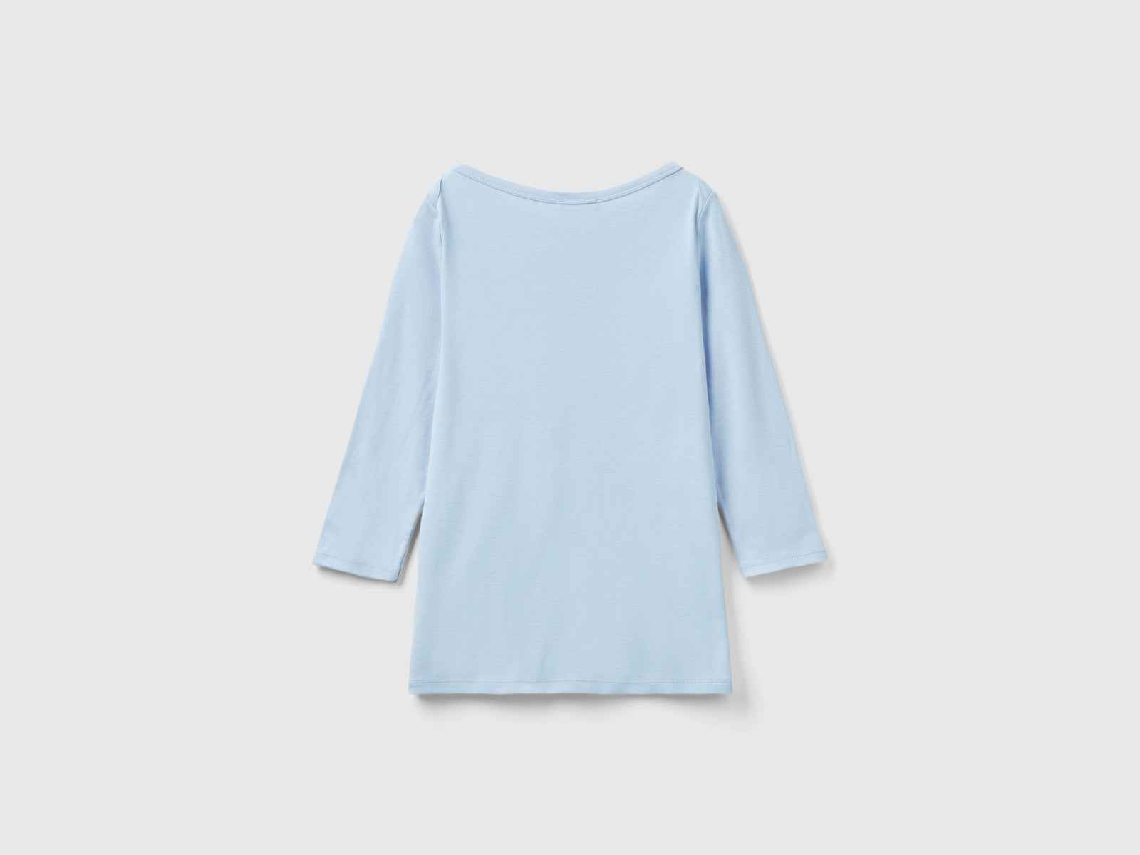 T-shirt con scollo a barchetta 100% cotone da donna celeste 2 | Benetton Outlet