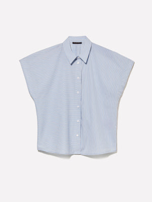 Camicia over fit a righe azzurre