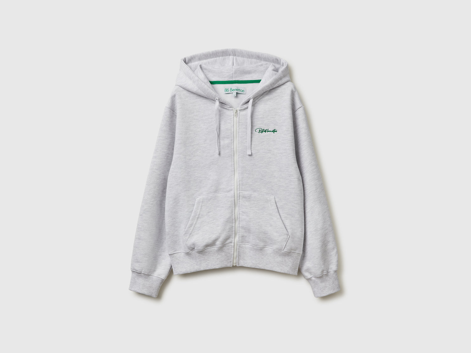 Felpa con cappuccio e zip da donna grigio chiaro | Benetton Outlet