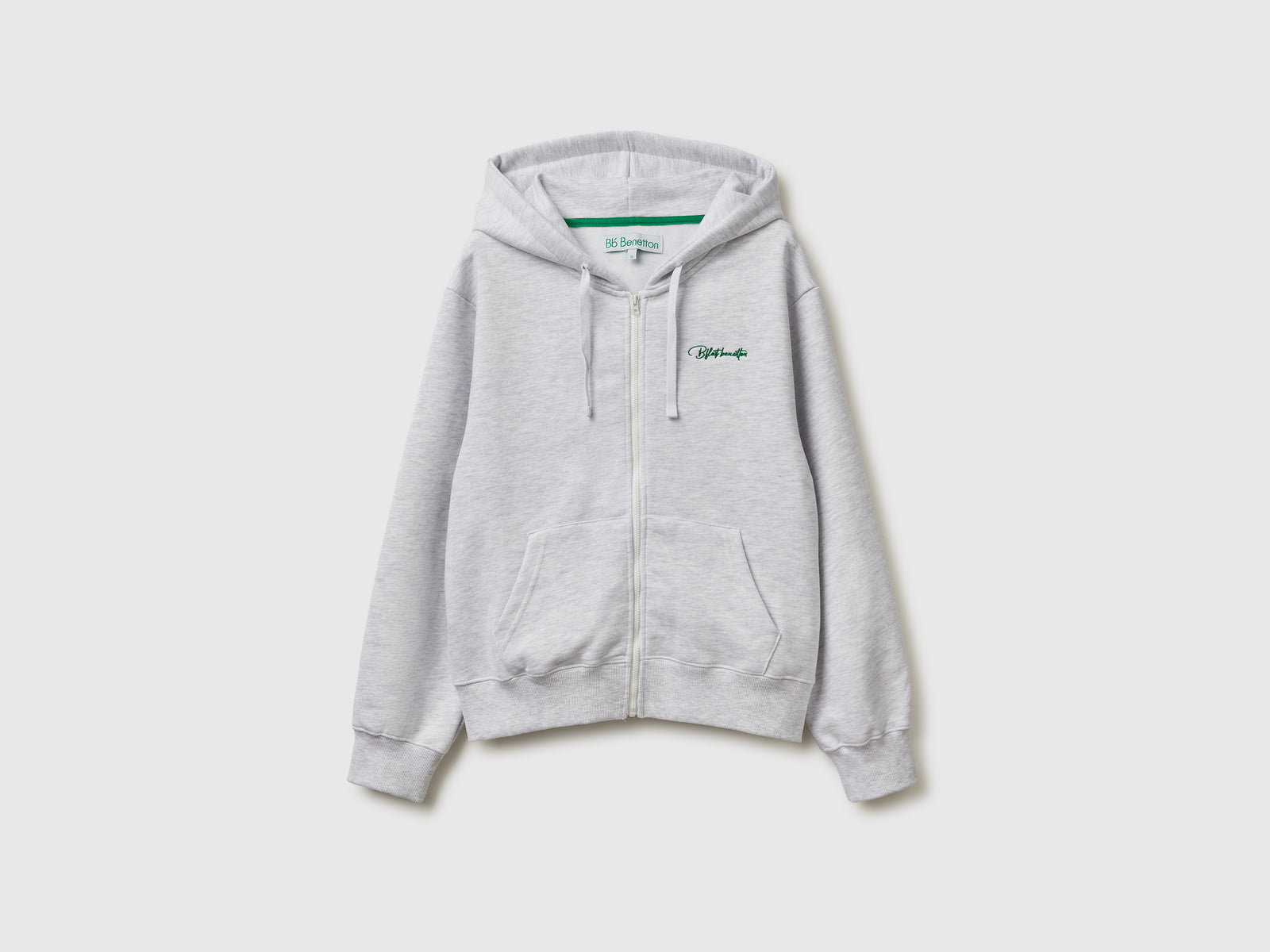 Felpa con cappuccio e zip da donna grigio chiaro | Benetton Outlet