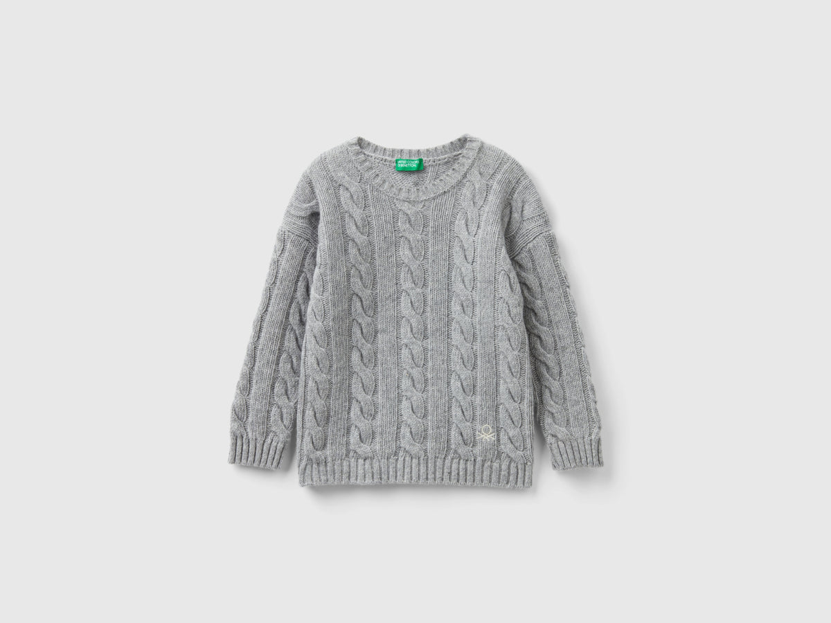 Maglia con trecce in misto lana