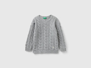 Maglia con trecce in misto lana