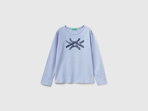 T-shirt in caldo cotone bio con paillettes