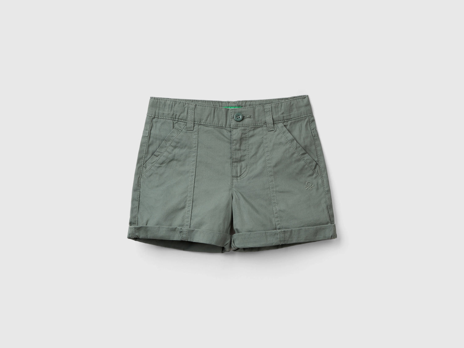 Bermuda in puro cotone da bimbo verde militare | Benetton Outlet