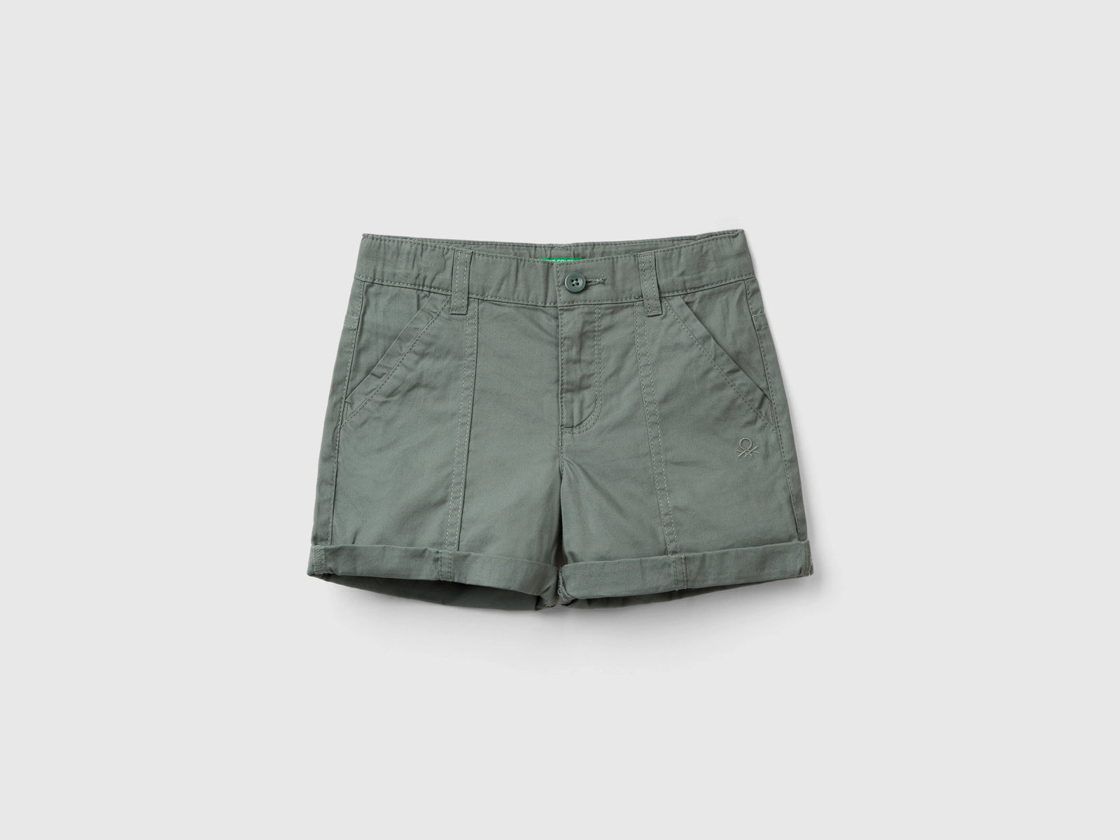 Bermuda in puro cotone da bimbo verde militare | Benetton Outlet