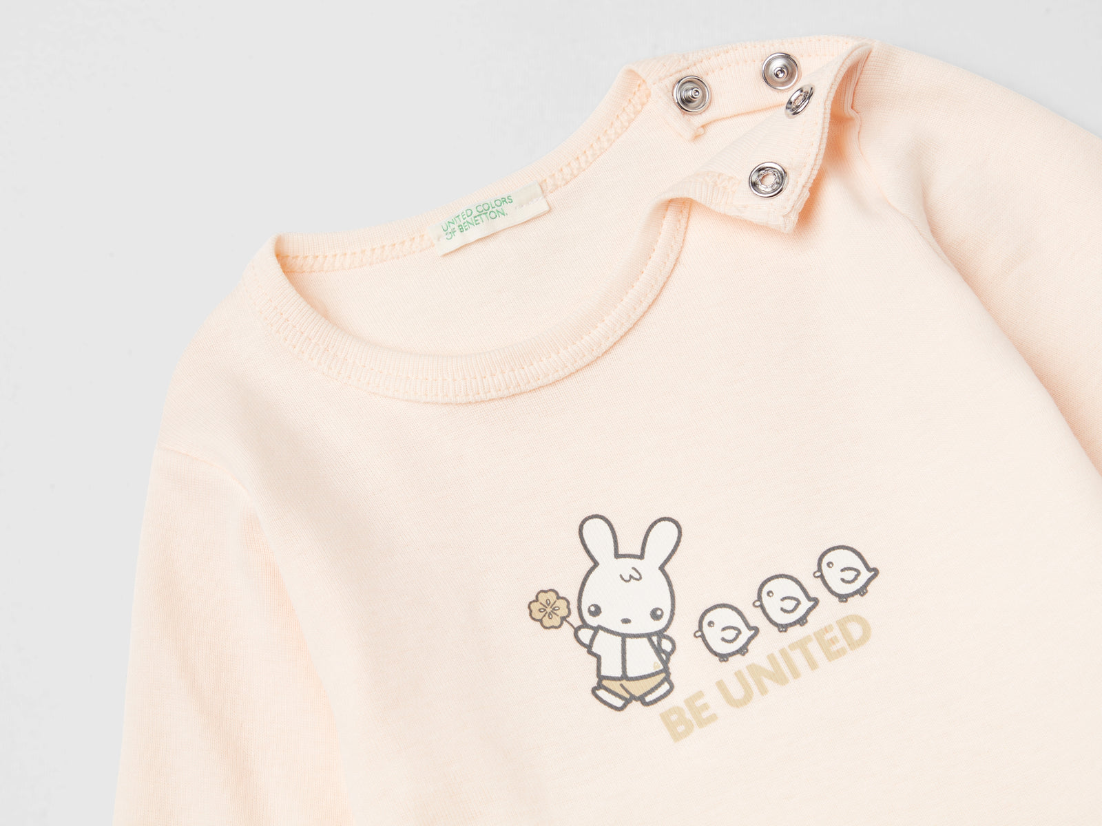 T-shirt manica lunga 100% cotone bio da neonato pesca 2 | Benetton Outlet