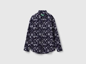 Camicia a fiori in misto lino