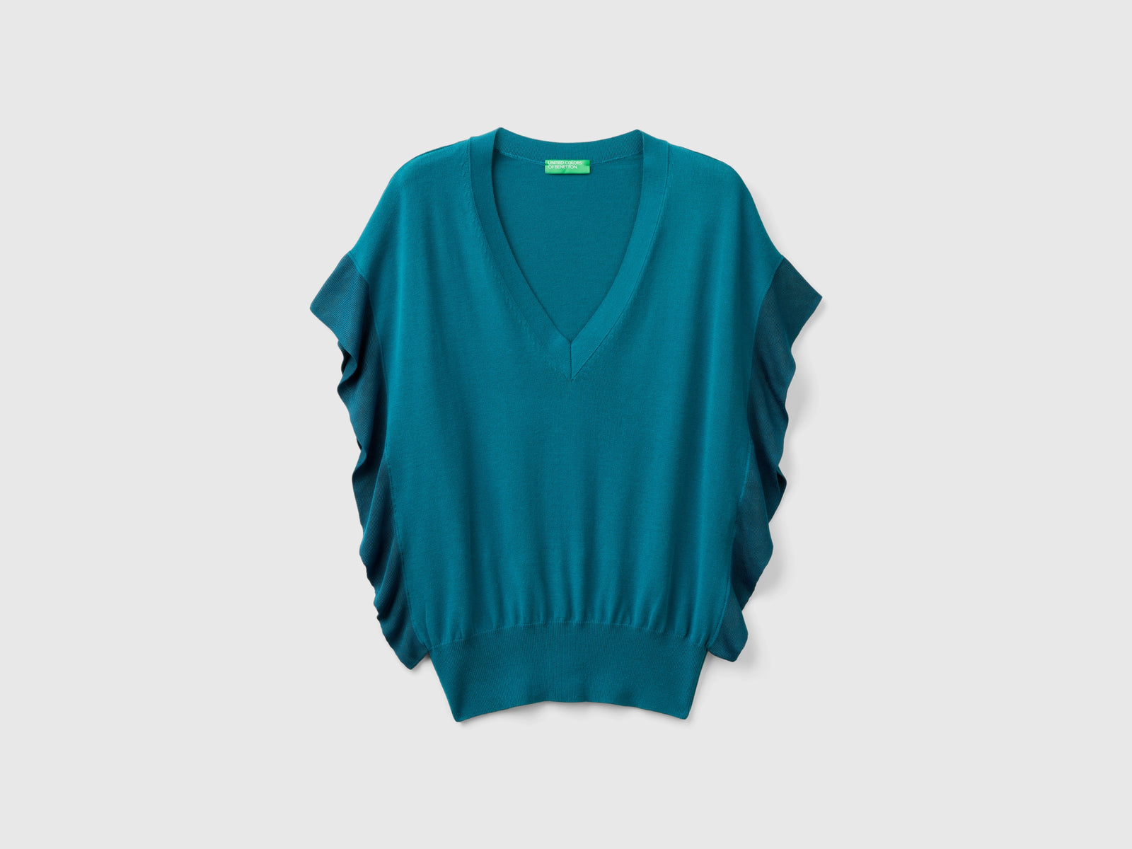 Maglia con drappeggio da donna verde scuro | Benetton Outlet