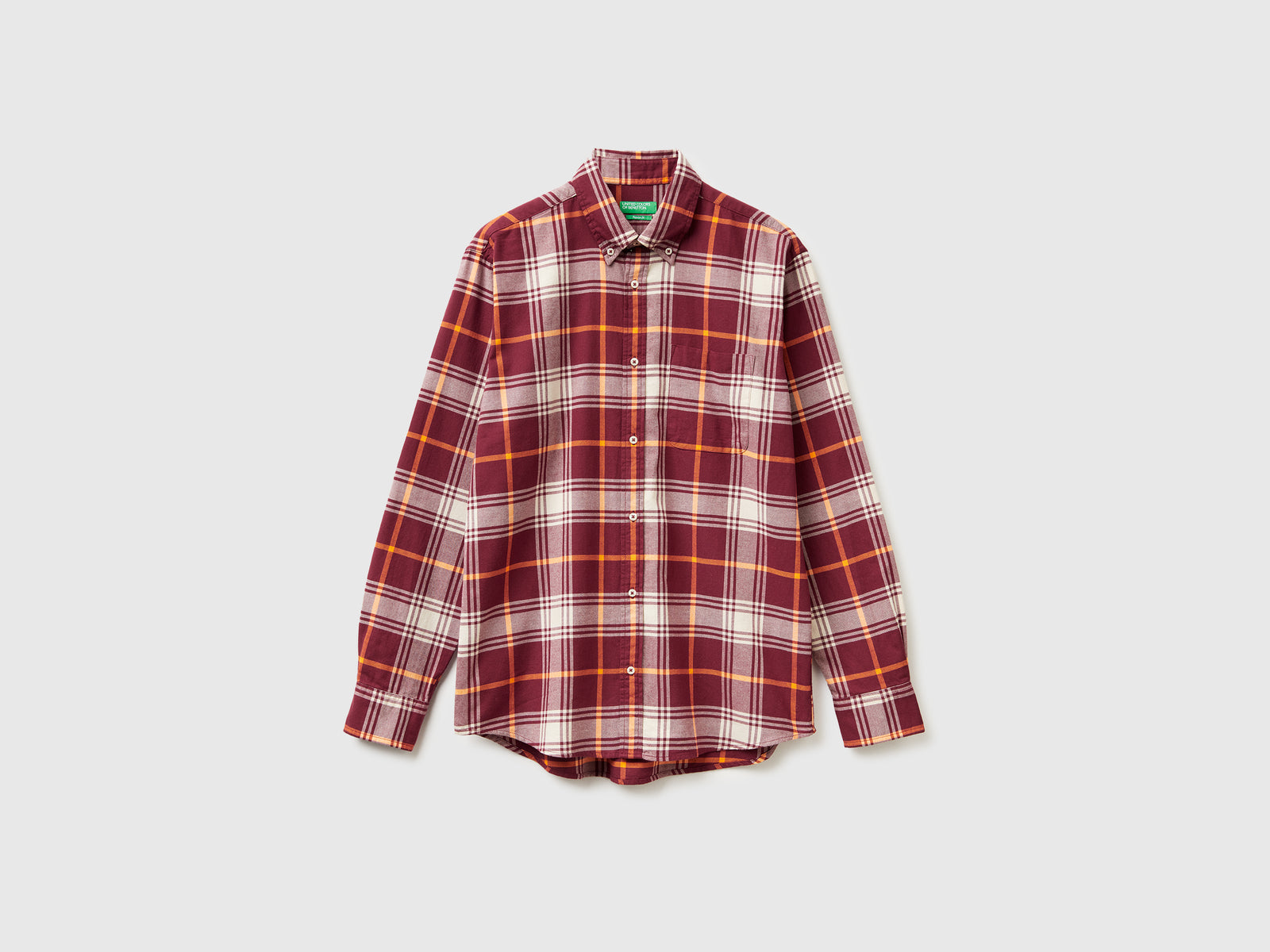 Camicia button down in flanella da uomo rosso mattone | Benetton Outlet
