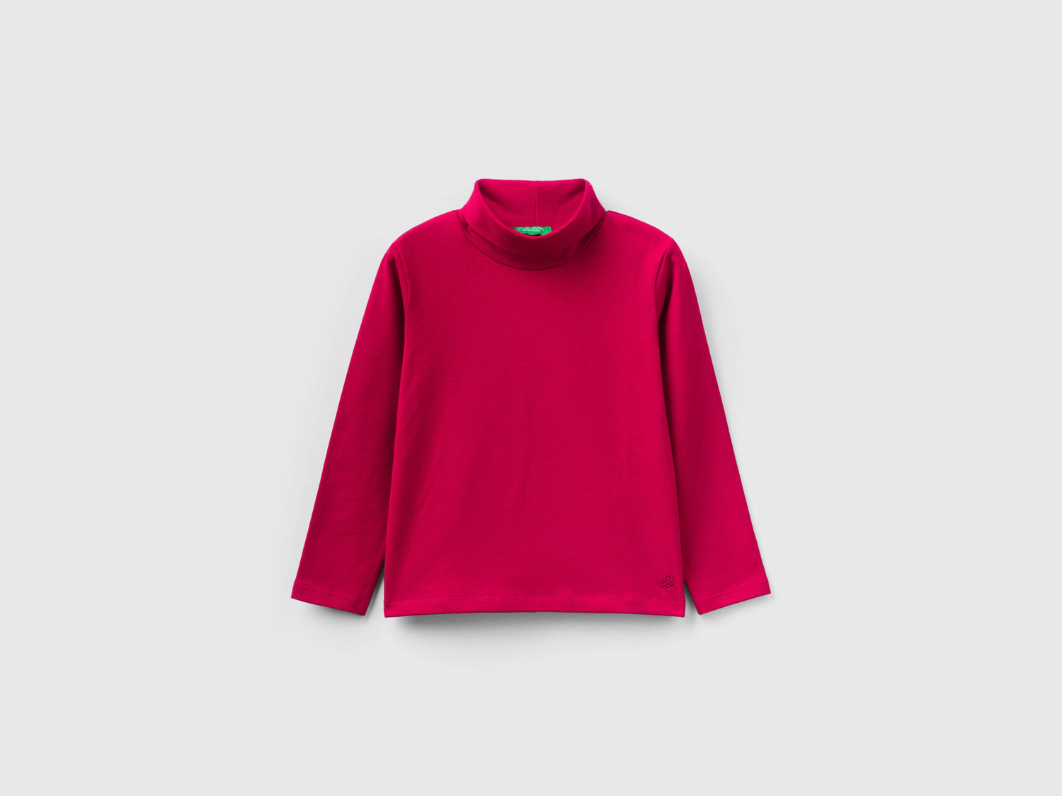 T-shirt lupetto in cotone stretch da bimba ciclamino | Benetton Outlet