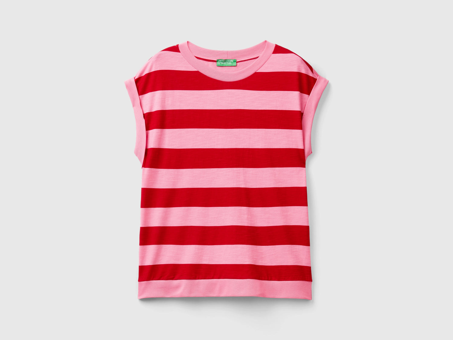 T-shirt a righe 100% cotone da donna multi-color | Benetton Outlet