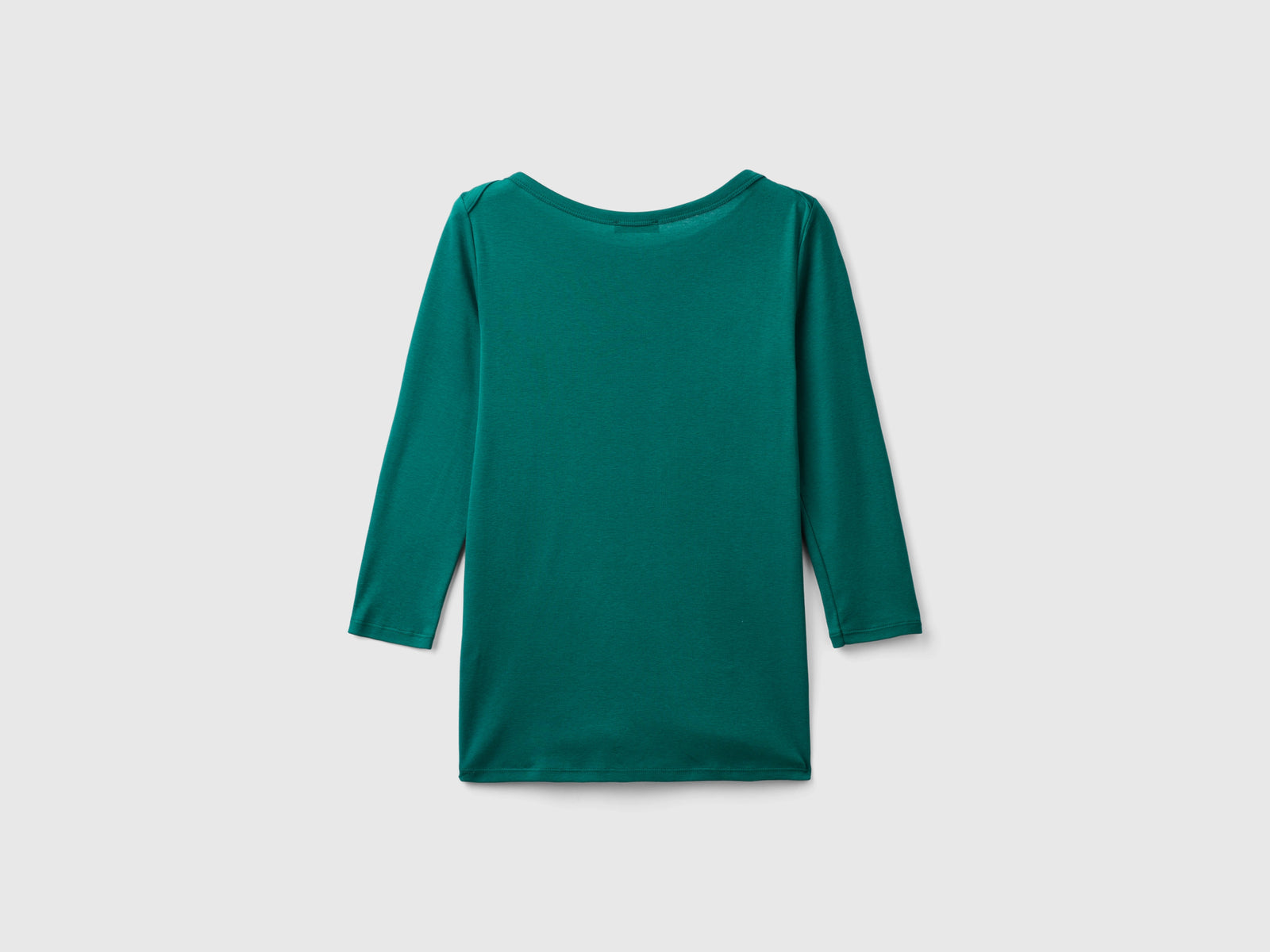 T-shirt con scollo a barchetta 100% cotone da donna verde scuro 2 | Benetton Outlet