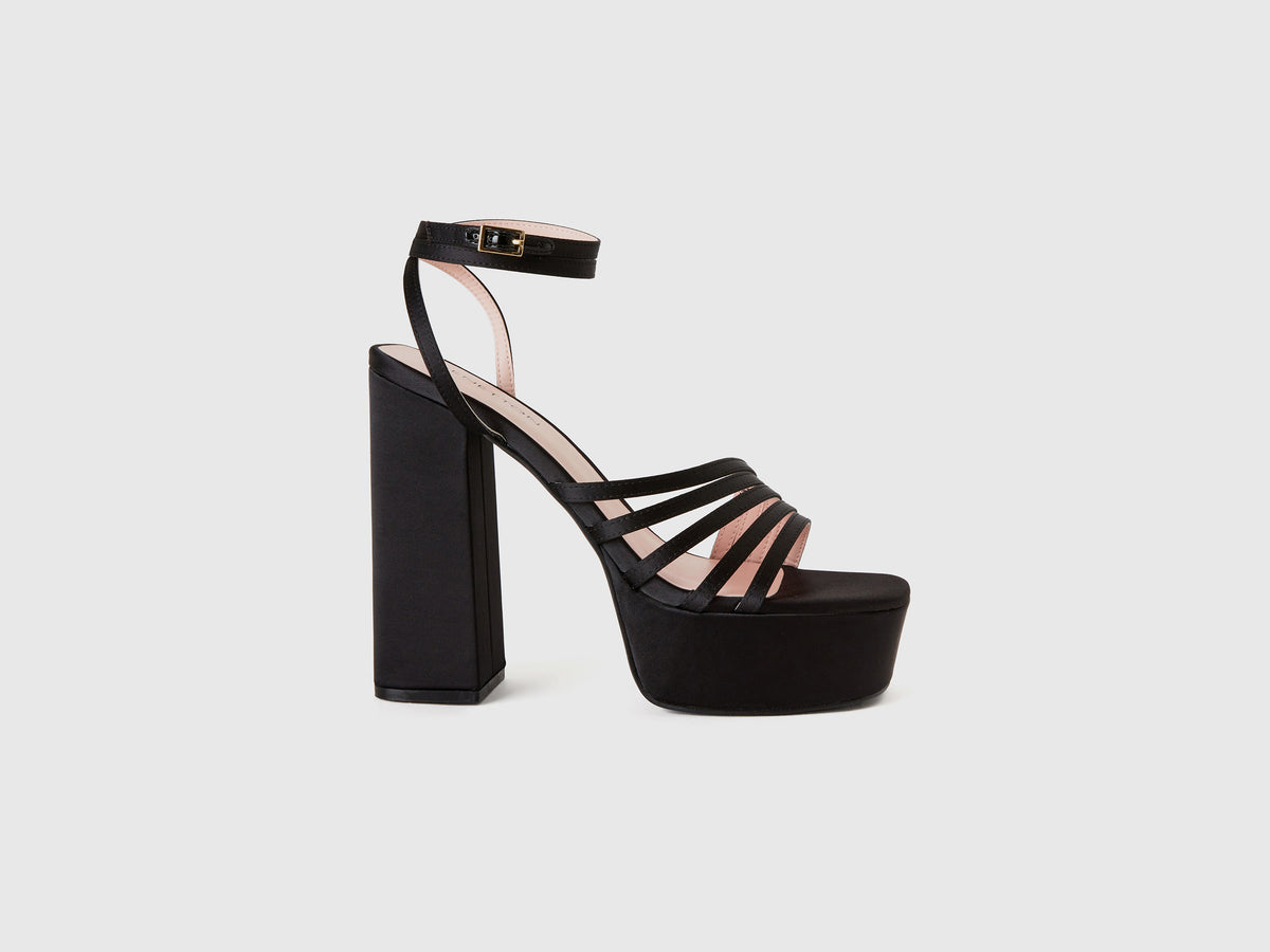 Satin sandals da donna nero | Benetton Outlet