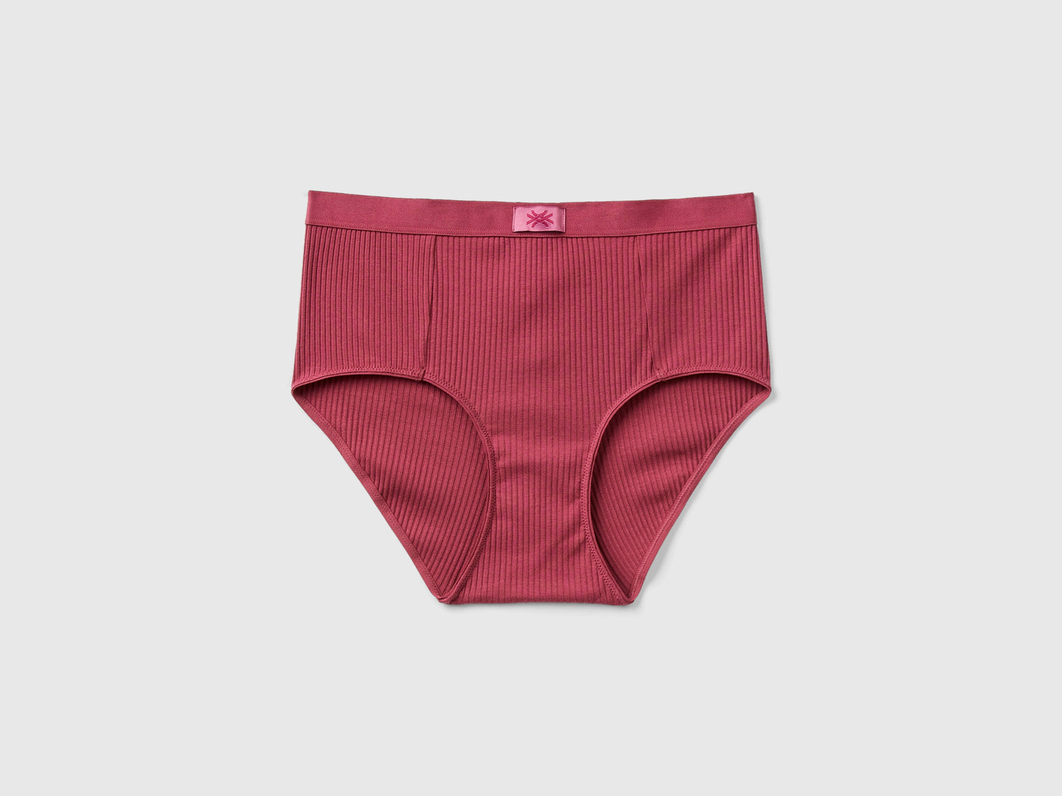 Slip fianco alto a costine da donna malva scuro | Benetton Outlet
