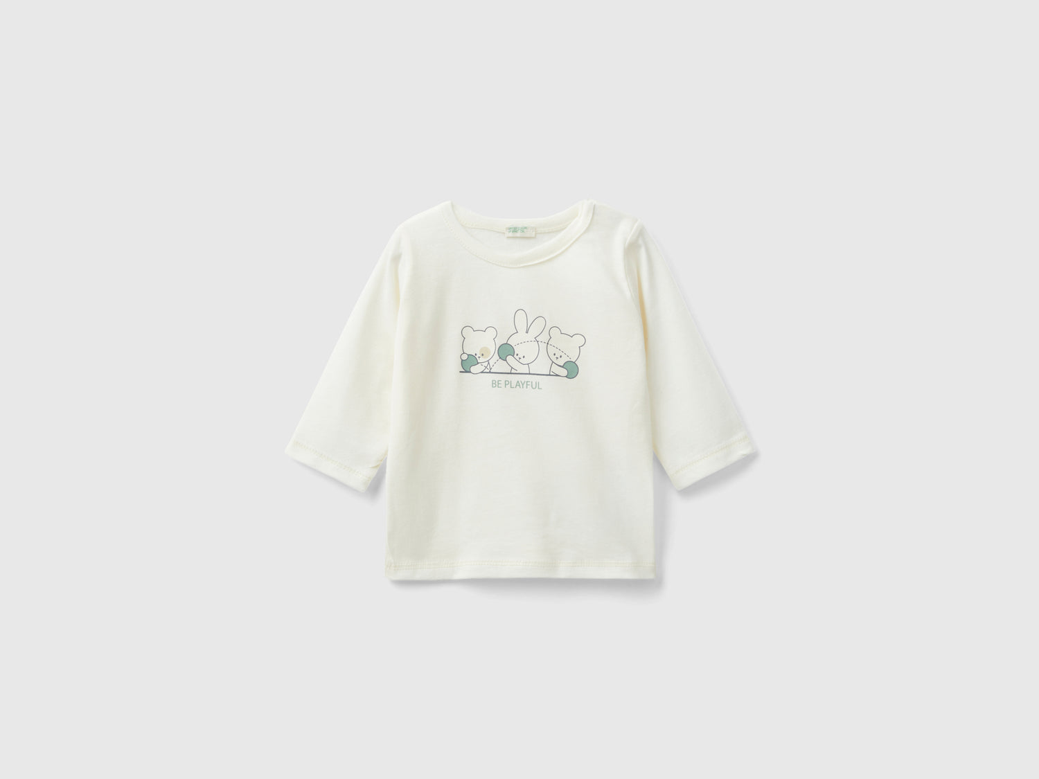 T-shirt in caldo cotone bio da neonato bianco panna | Benetton Outlet