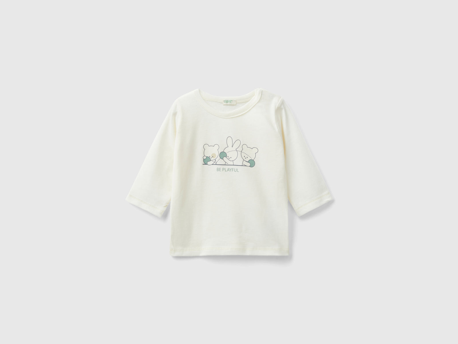 T-shirt in caldo cotone bio da neonato bianco panna | Benetton Outlet