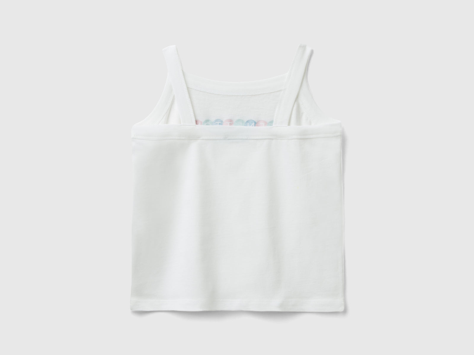 Canotta con stampa logo glitter da bambina bianco 2 | Benetton Outlet