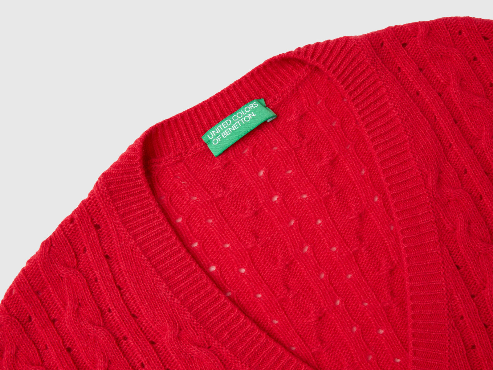 Gilet boxy fit con trecce e trafori da donna rosso 3 | Benetton Outlet