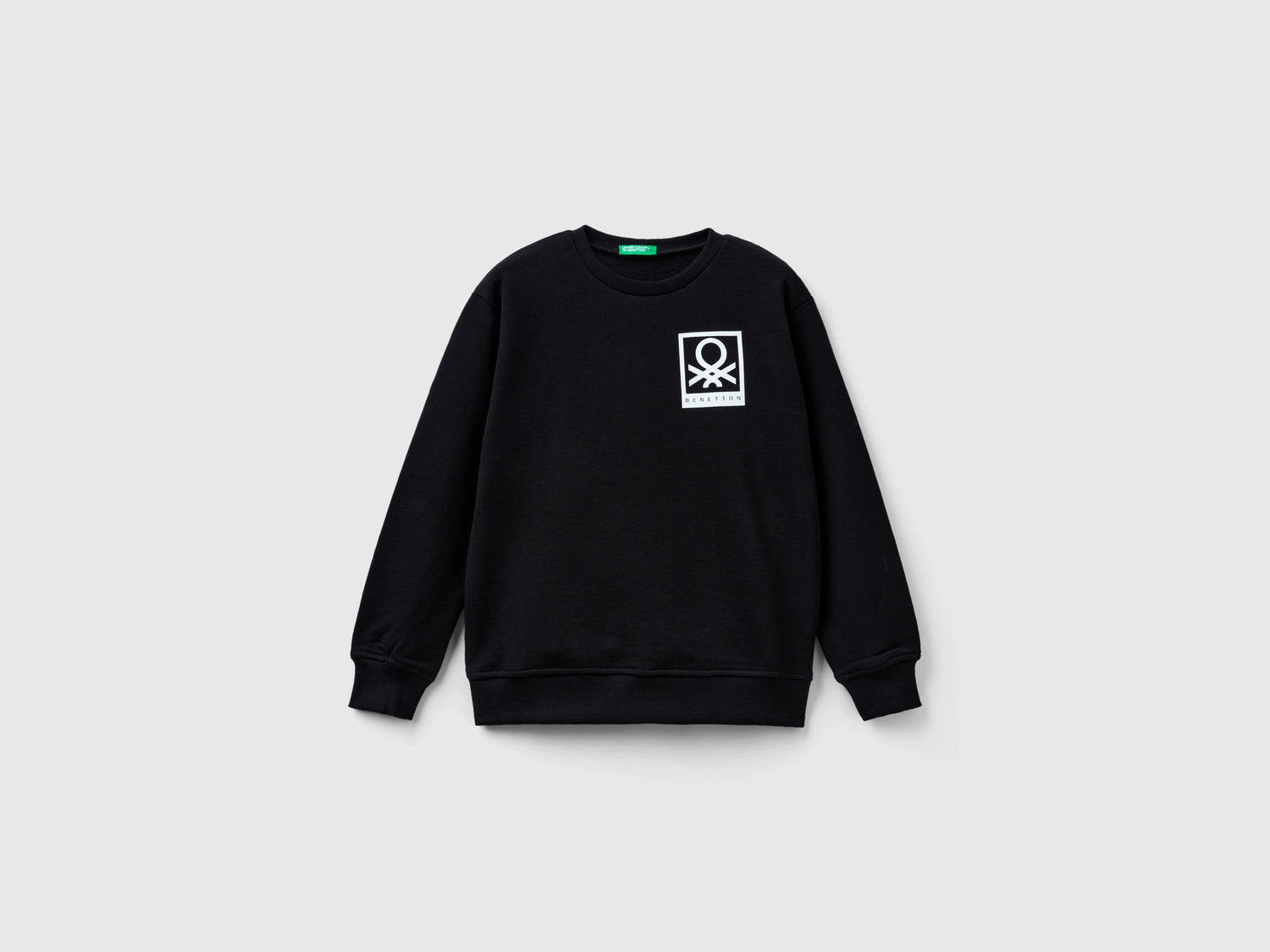Felpa con stampa logo da bambino nero | Benetton Outlet
