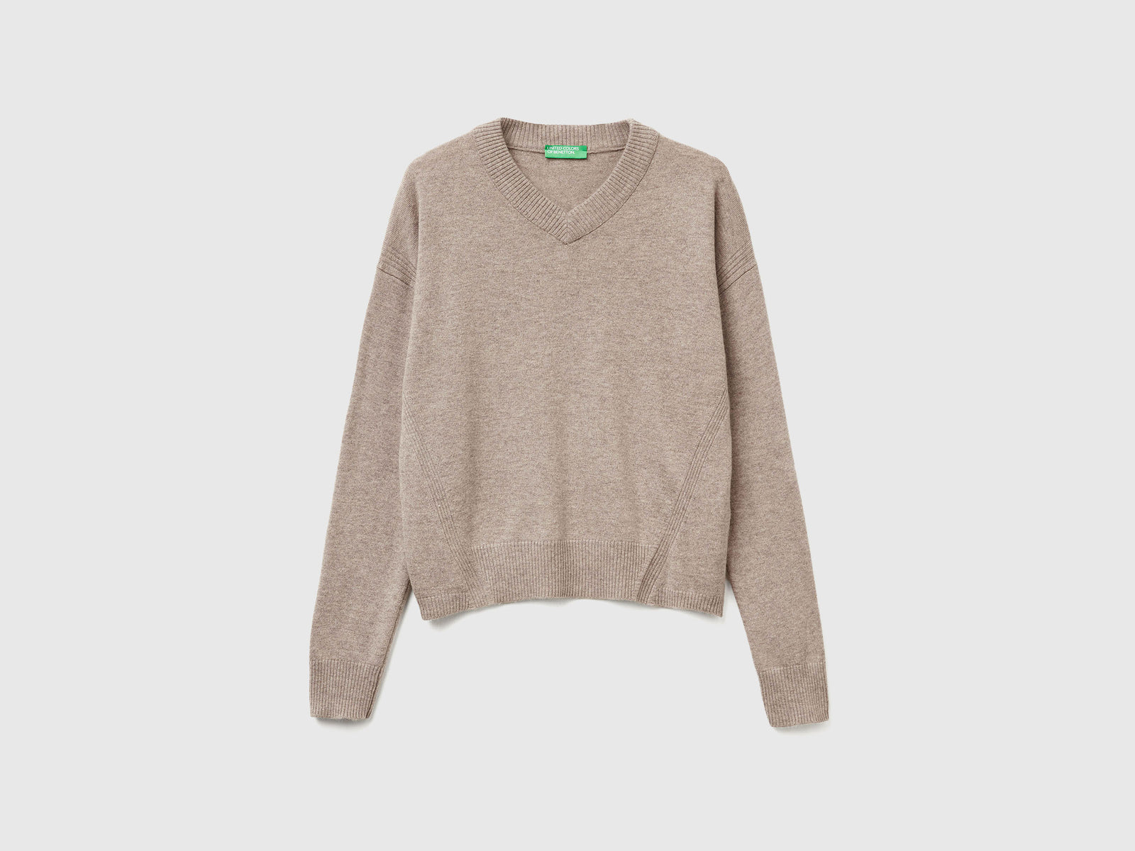 Maglione con scollo a V da donna beige | Benetton Outlet