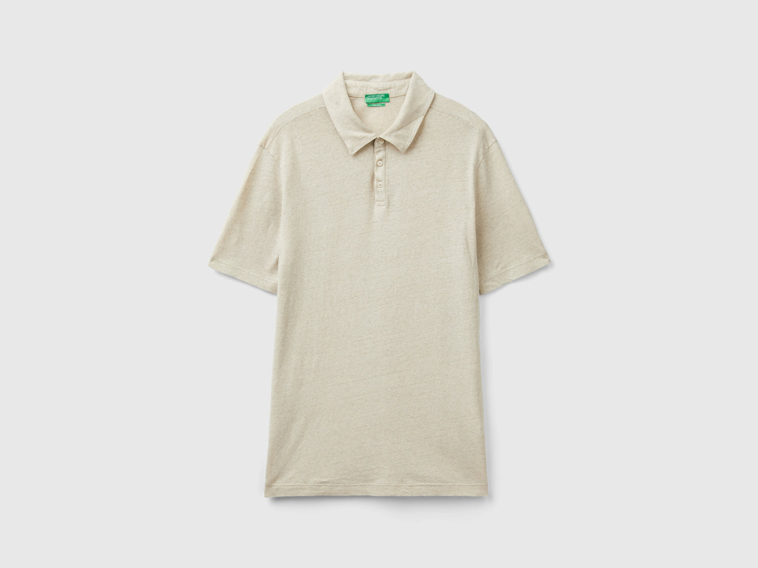 Polo in misto lino da uomo beige | Benetton Outlet