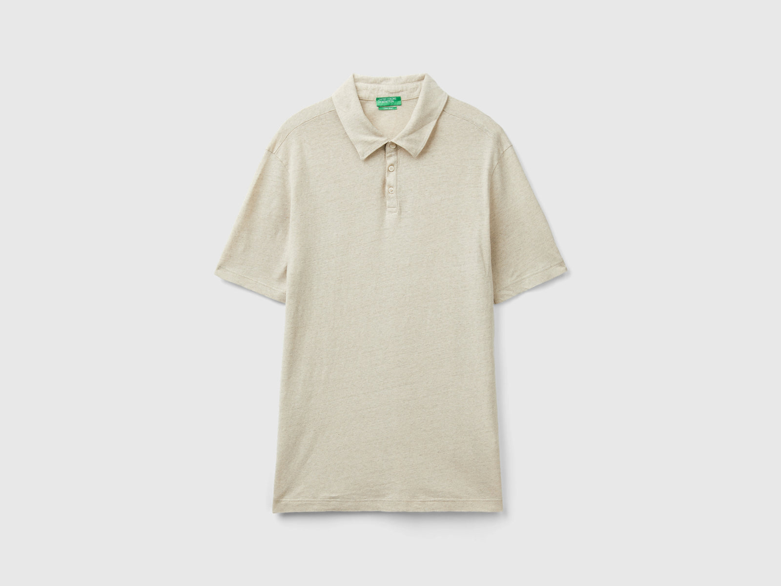 Polo in misto lino da uomo beige | Benetton Outlet