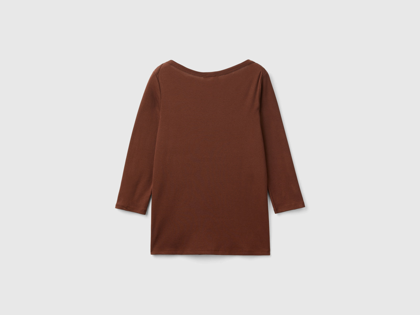 T-shirt con scollo a barchetta 100% cotone da donna marrone 2 | Benetton Outlet