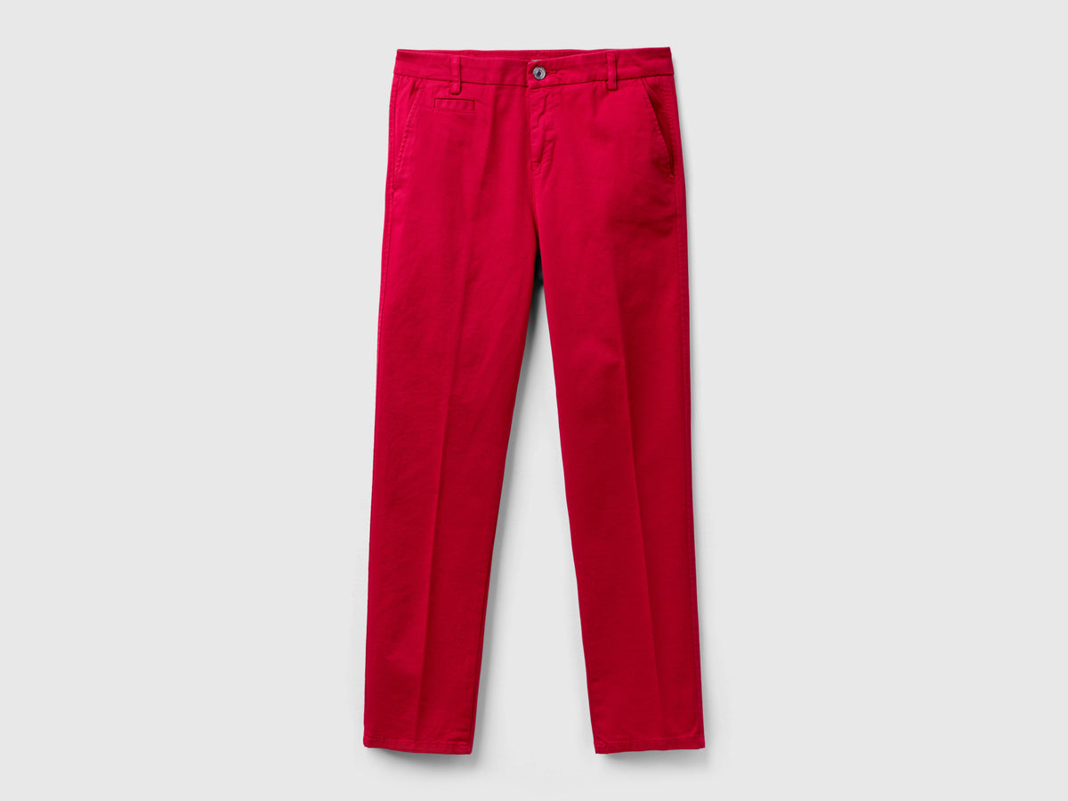 Chino slim fit in cotone rosso ciliegia