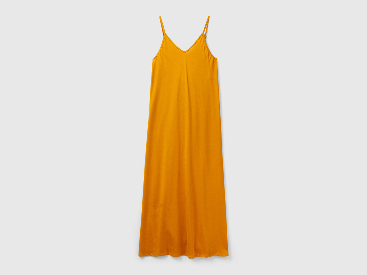 Abito fluido con scollo a V da donna senape | Benetton Outlet