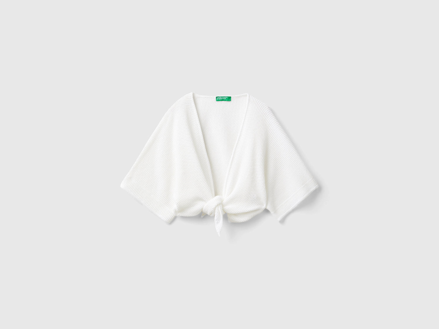 Cardigan a manica corta in misto lino da bambina bianco | Benetton Outlet