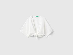 Cardigan a manica corta in misto lino