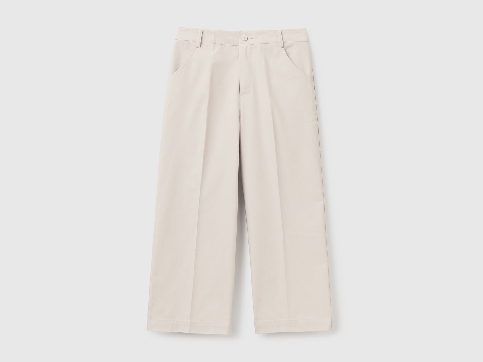 Pantaloni cropped 100% cotone da donna bianco panna | Benetton Outlet