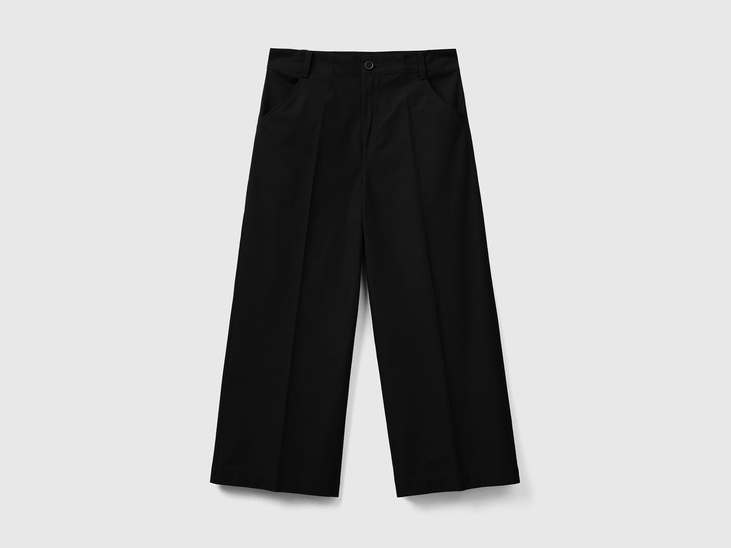 Pantaloni cropped 100% cotone da donna nero | Benetton Outlet
