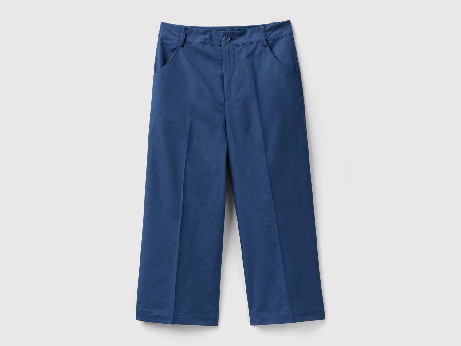 Pantaloni cropped 100% cotone da donna avio | Benetton Outlet