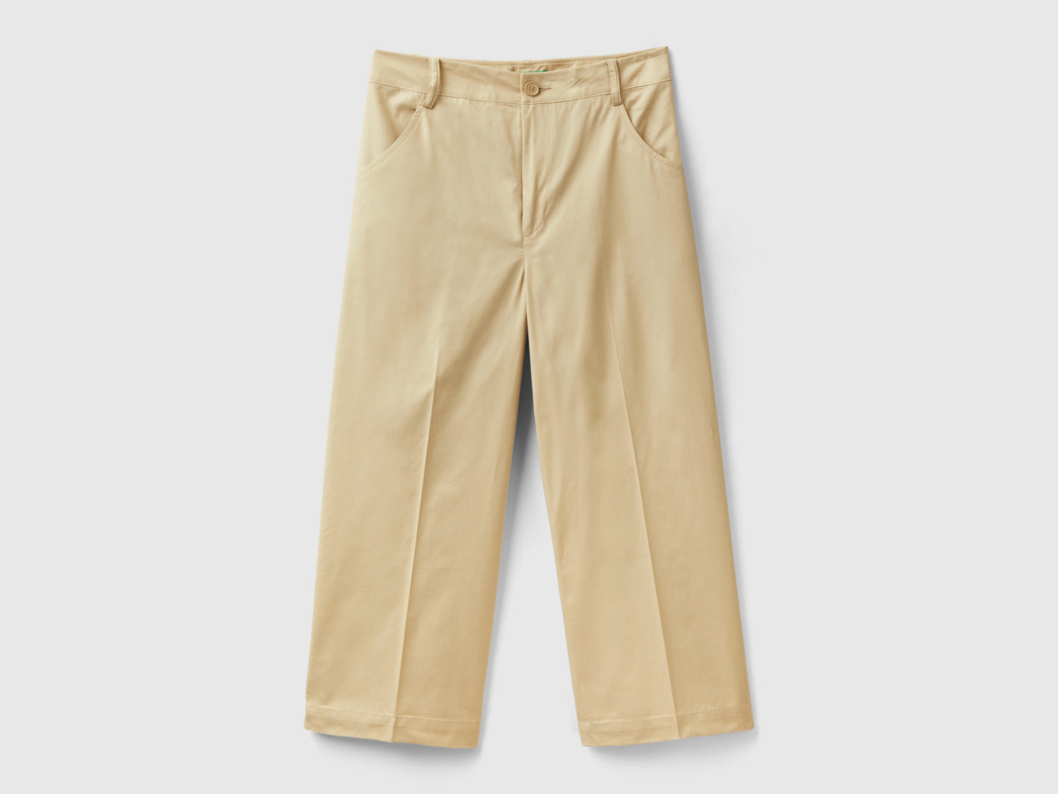 Pantaloni cropped 100% cotone da donna beige | Benetton Outlet
