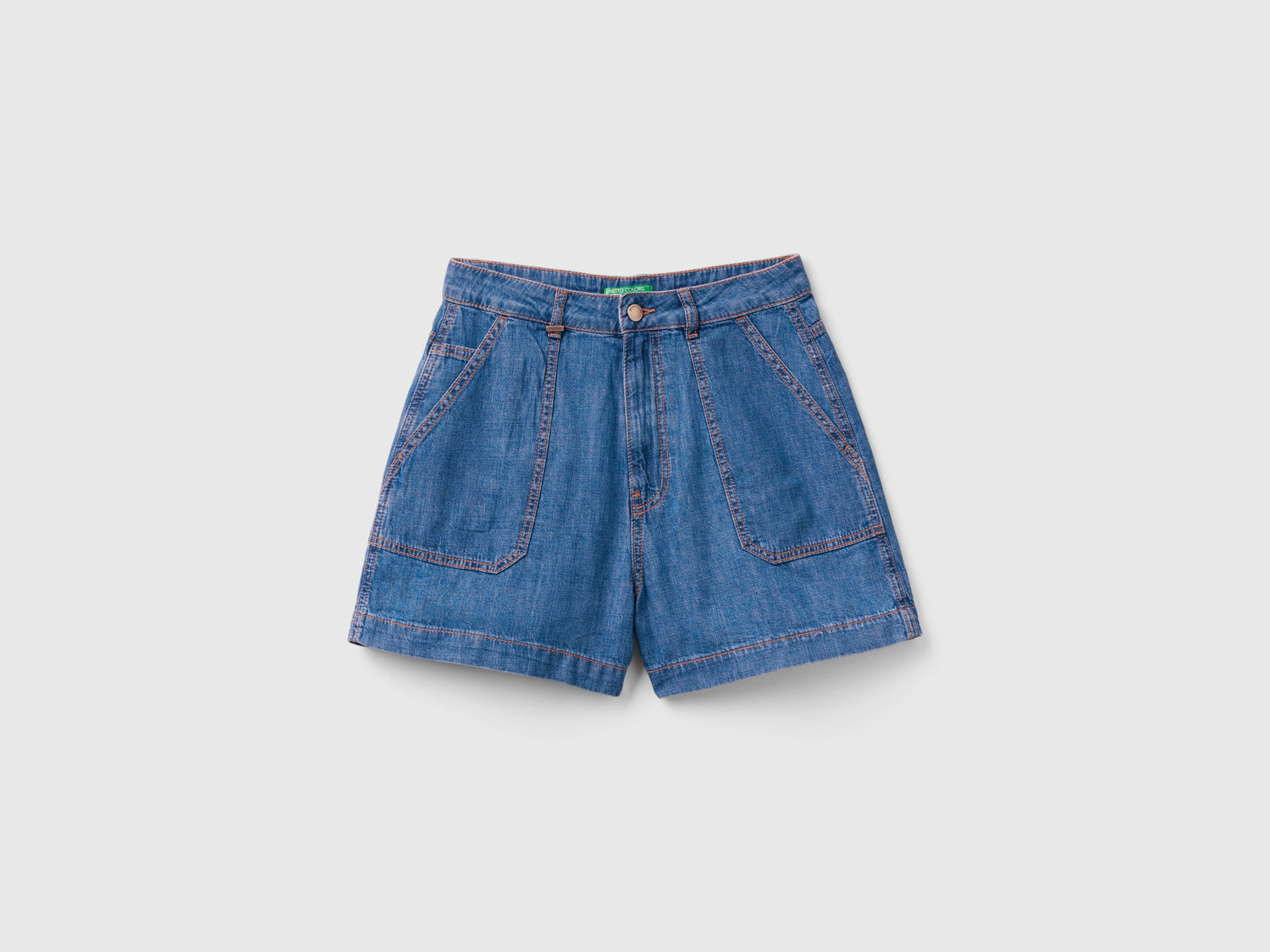 Shorts in chambray da donna azzurro | Benetton Outlet