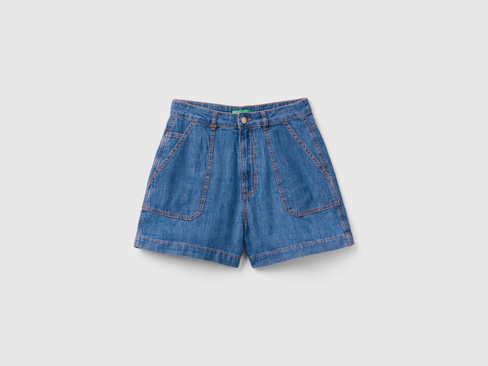 Shorts in chambray da donna azzurro | Benetton Outlet