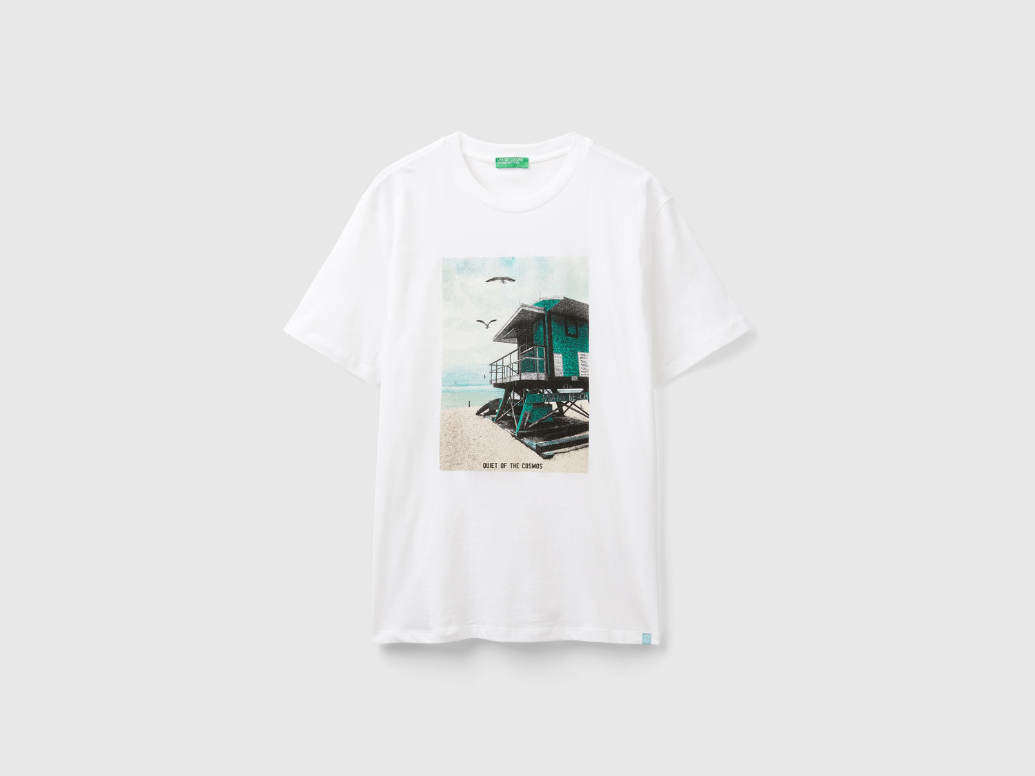 T-shirt con stampa in cotone bio da uomo bianco | Benetton Outlet