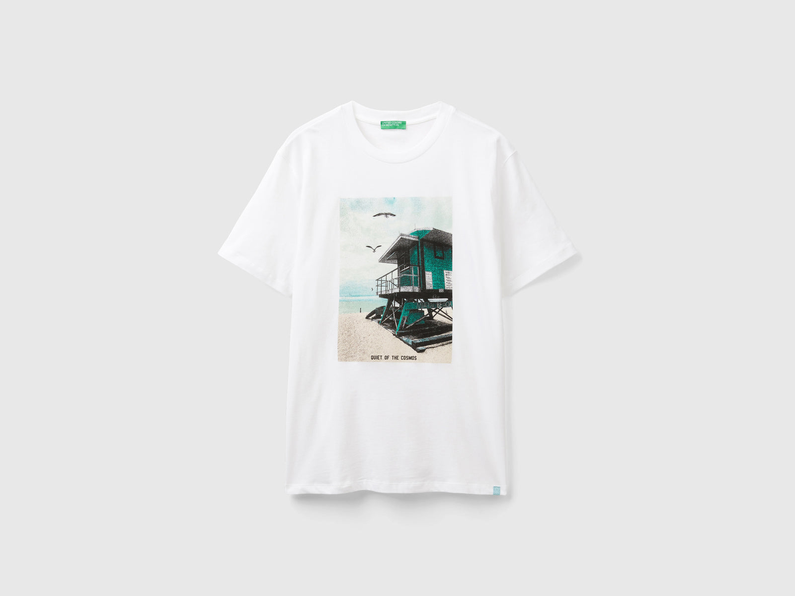 T-shirt con stampa in cotone bio da uomo bianco | Benetton Outlet