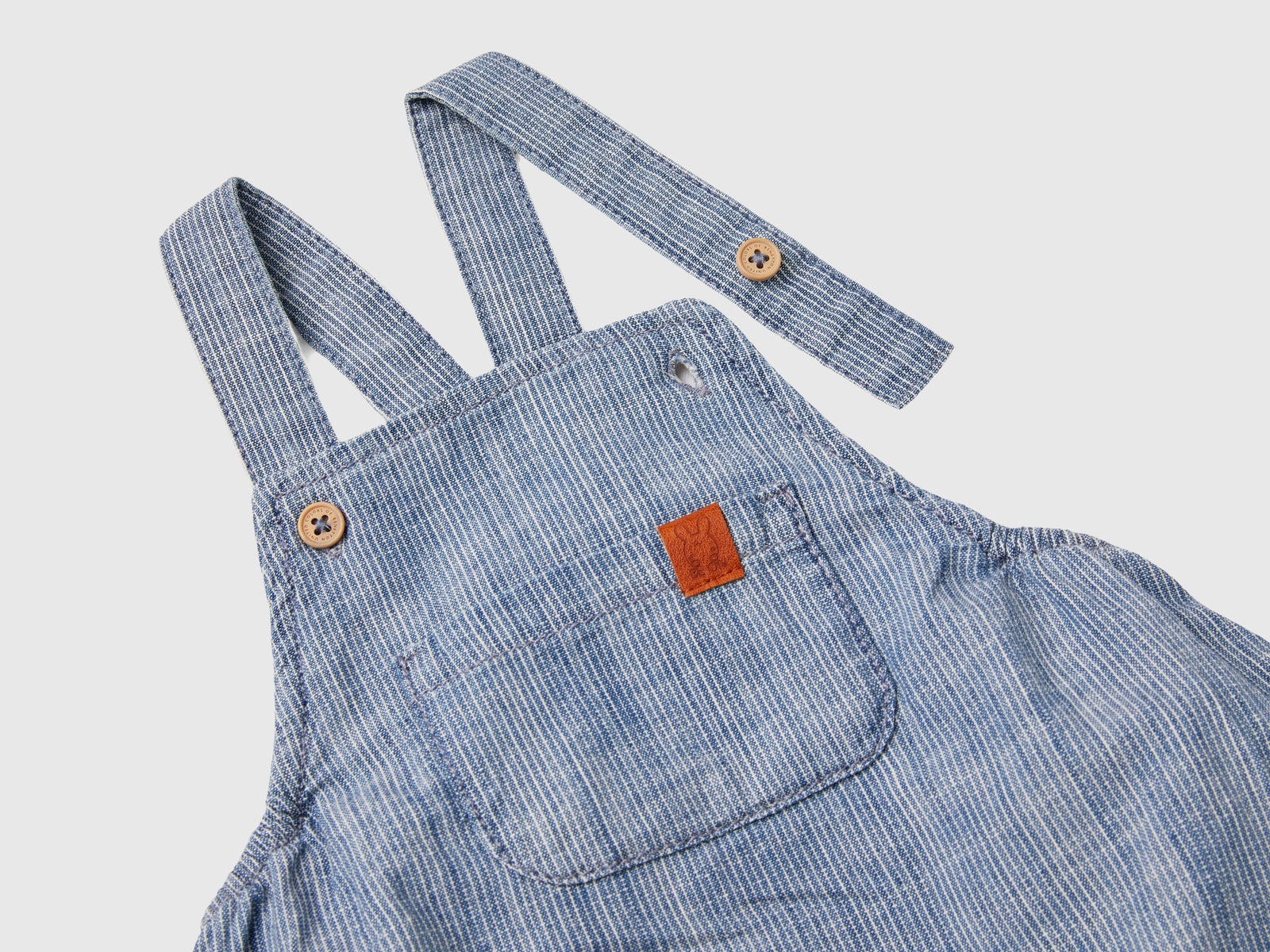 Salopette a righe in chambray da neonato blu 3 | Benetton Outlet
