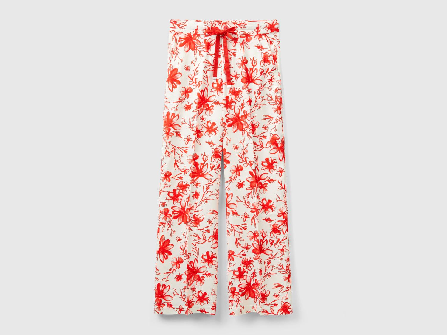 Pantaloni fantasia in viscosa da donna bianco panna | Benetton Outlet