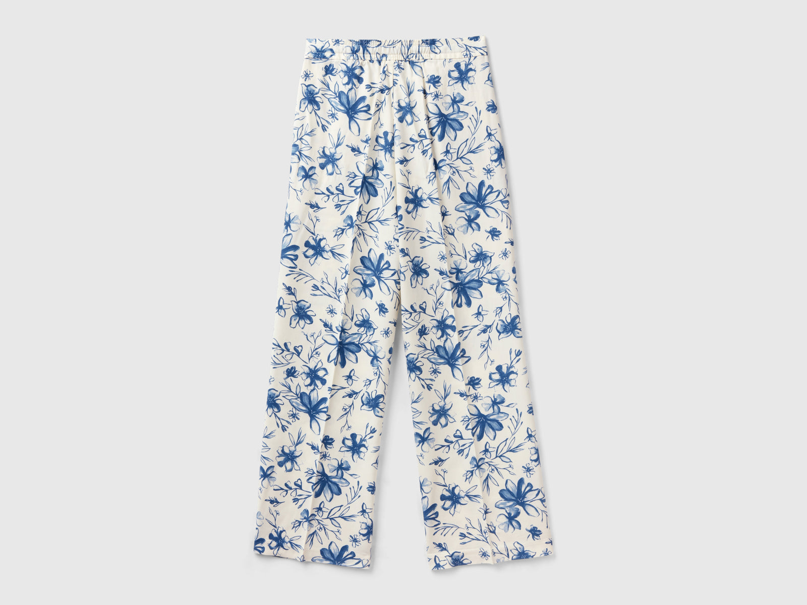 Pantaloni fantasia in viscosa da donna bianco panna 2 | Benetton Outlet