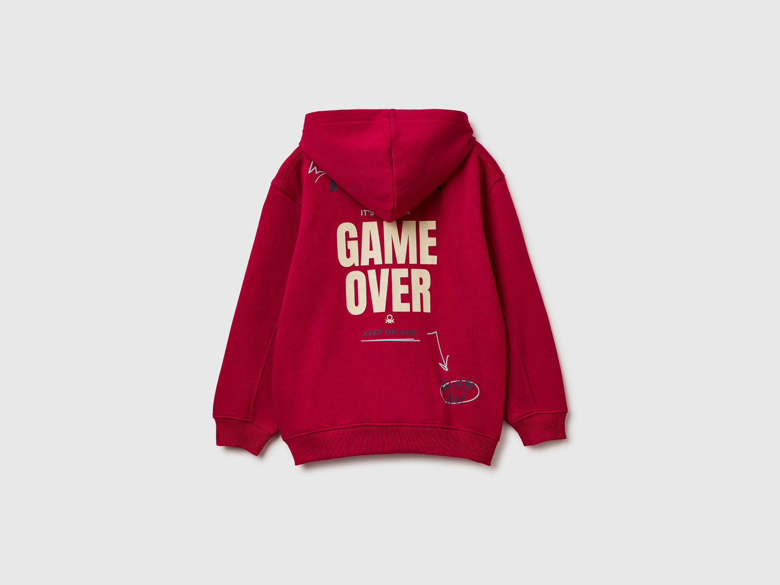 Felpa con stampa e cappuccio da bambino rosso 2 | Benetton Outlet