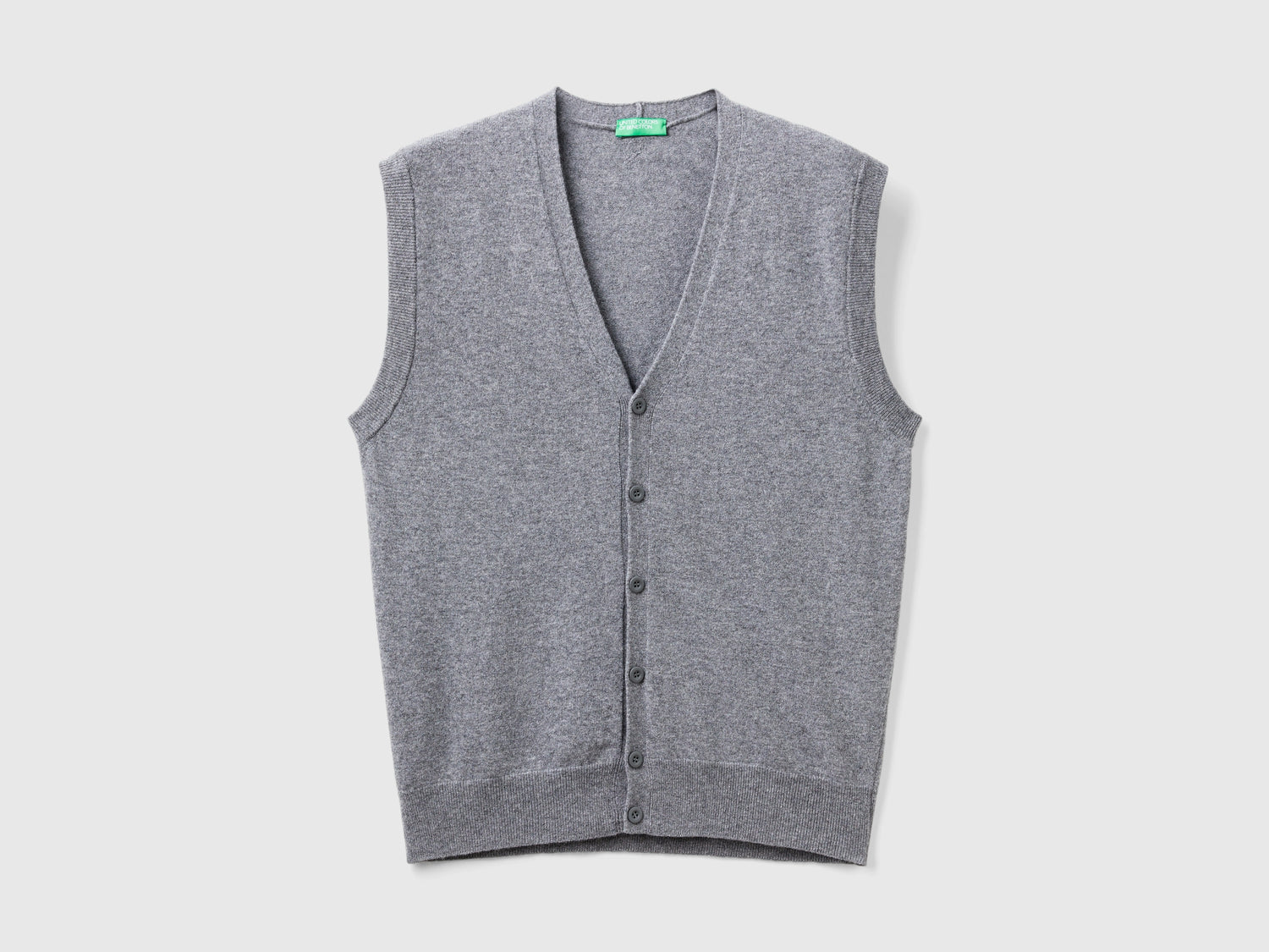Gilet in pura lana Merino da uomo grigio scuro | Benetton Outlet
