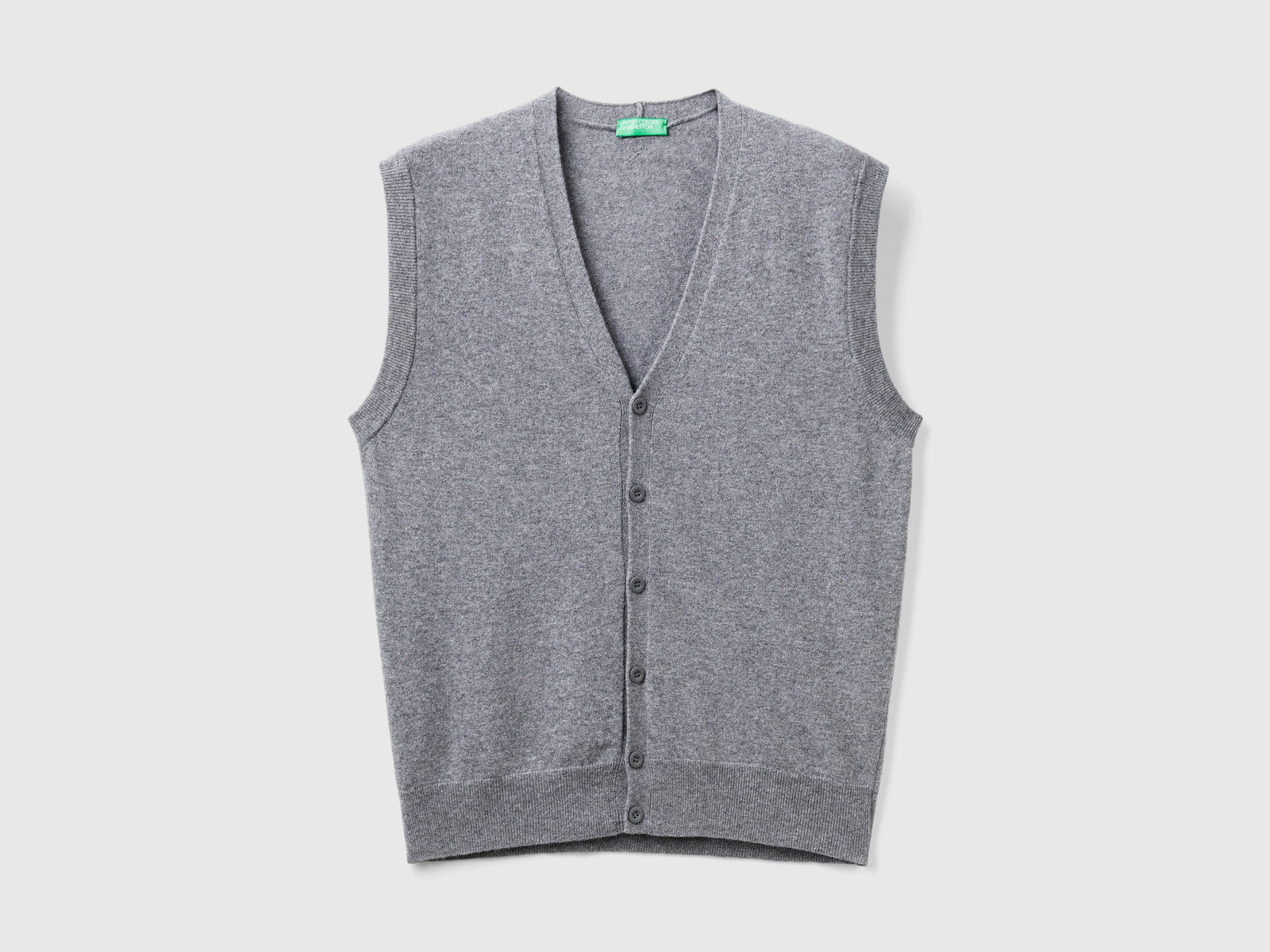 Gilet in pura lana Merino da uomo grigio scuro | Benetton Outlet