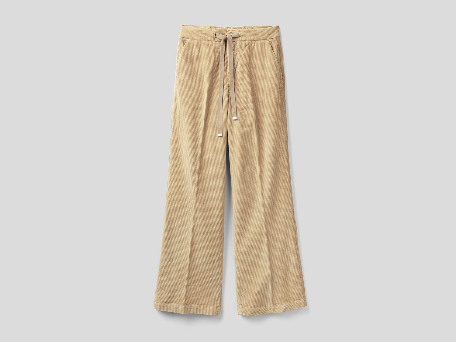 Pantaloni ampi in velluto da donna beige | Benetton Outlet